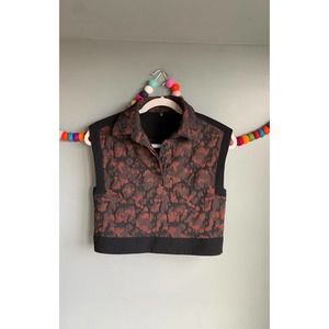 Vintage Brown camo dressy crop top.